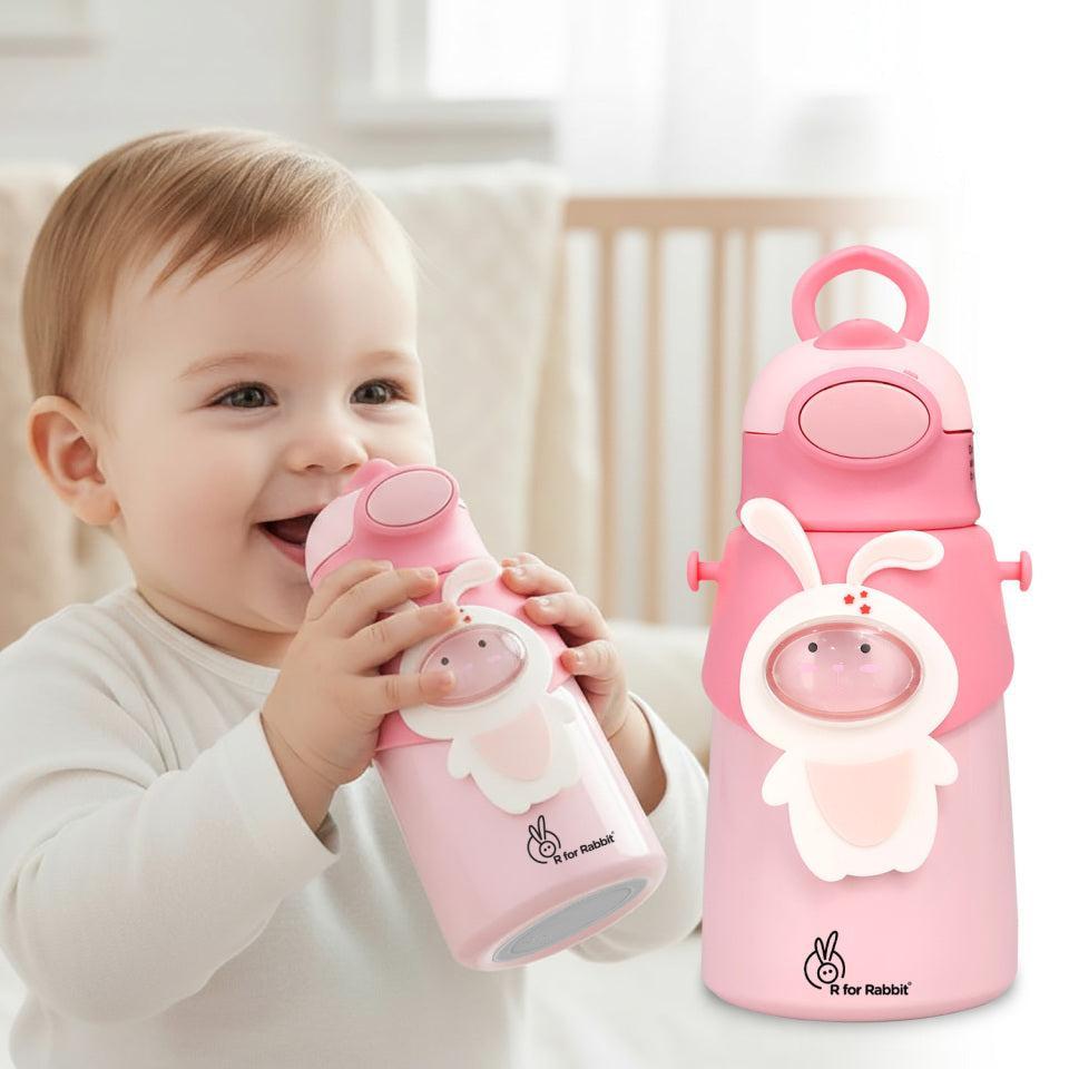 Steebo Zoobie Stainless Steel Sipper Feeding Bottle for Kids 550ml - Pink Bunny