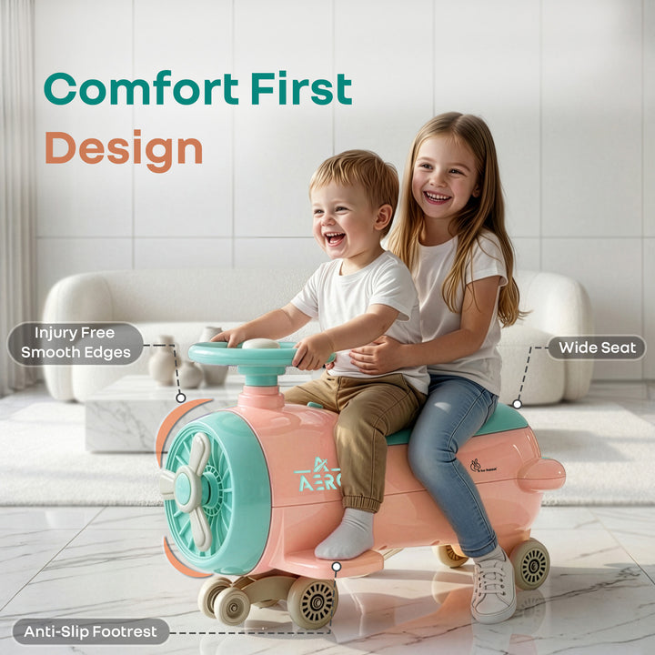 R for Rabbit Iya Iya Aero Ace 2-in-1 Swing Car Ride On for Kids with Toy Storage, Smooth Wheels & ABEC 7 Bearing