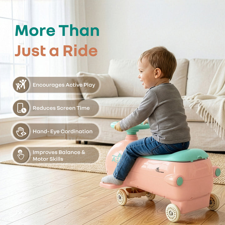 R for Rabbit Iya Iya Aero Ace 2-in-1 Swing Car Ride On for Kids with Toy Storage, Smooth Wheels & ABEC 7 Bearing