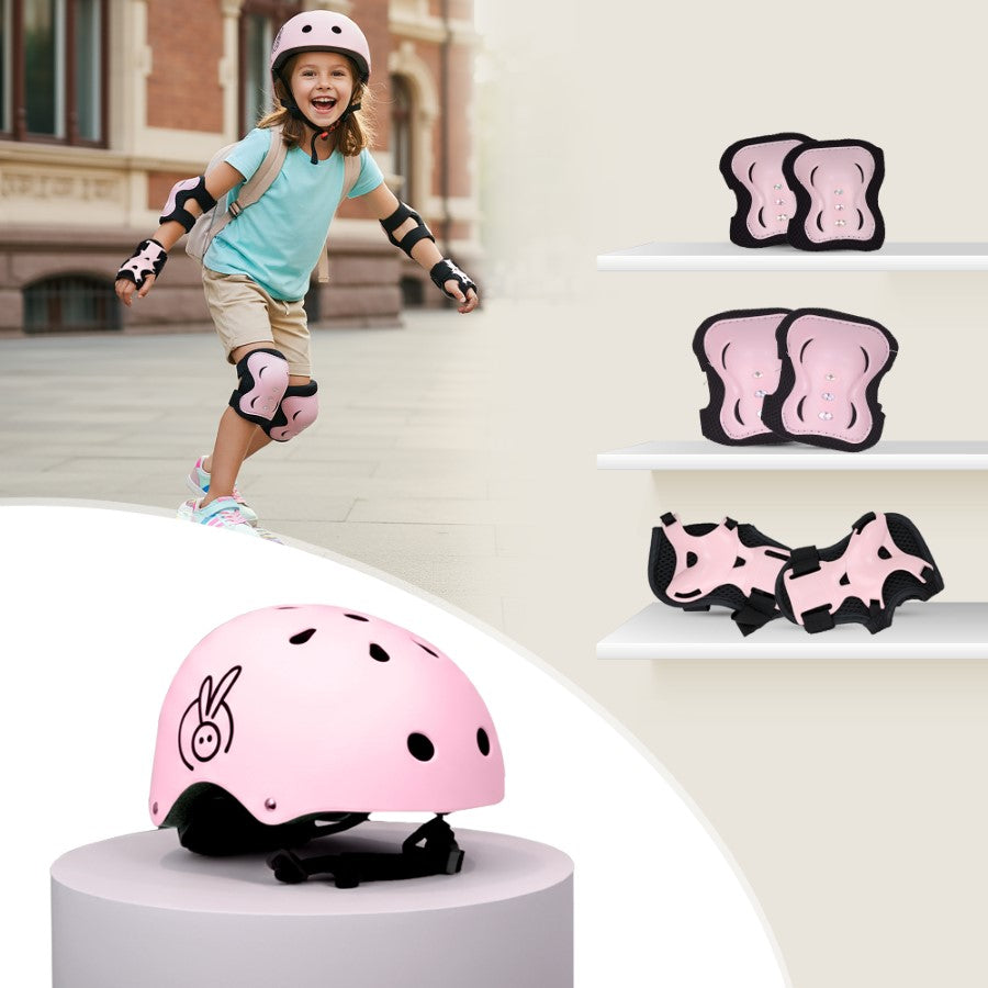 Safe Play Set Kids Helmet, Premium Kids Sports Safety Kit with Helmet & Protective Pads - Pink