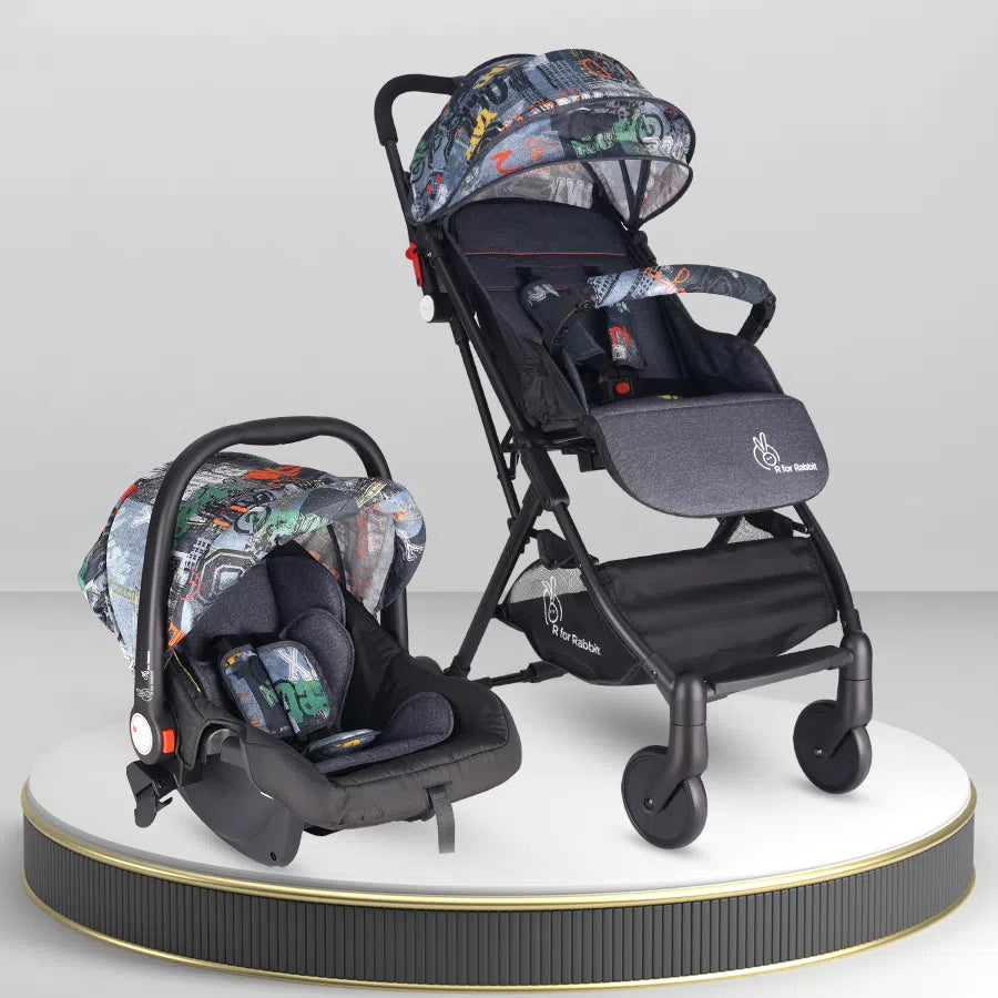 Pocket Lite Travel System Kids Stroller With Personalized Name Plate - Denim Grey