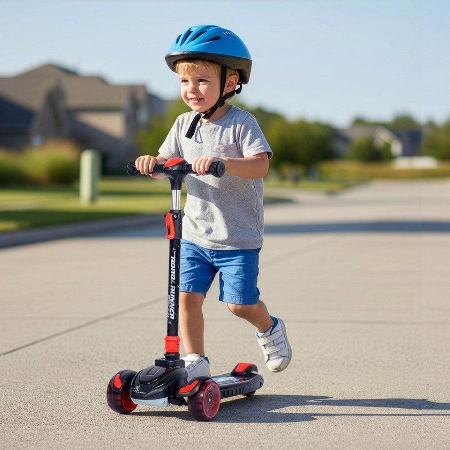 Road Runner Racer Scooter - PU LED Wheels, 4 Level Height Adjustment, Anti Slip Deck - Black