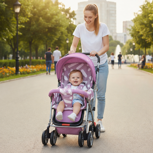 Lollipop Lite Stroller Travel Friendly, Easy To Fold, Reversible Handle, Wheel Lock, Adjustable Leg Rest - Purple