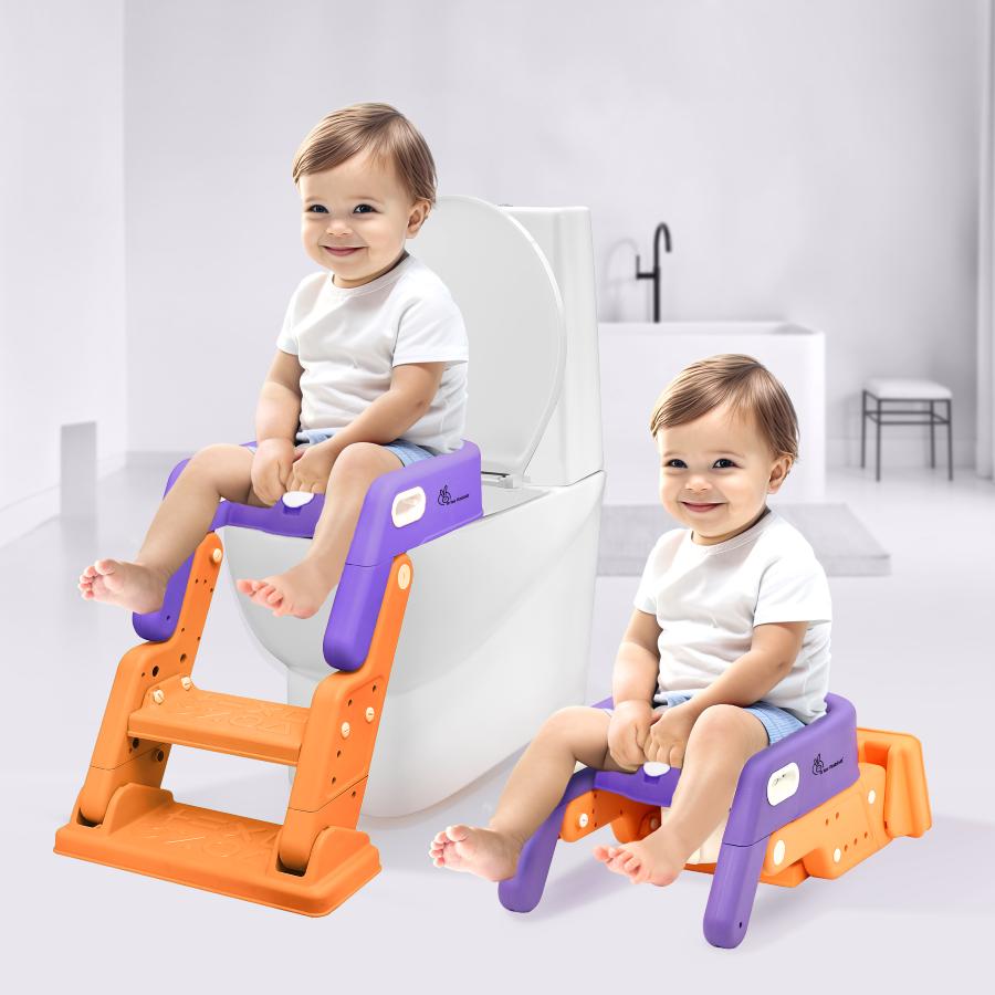 Hilltop Booster 2-In-1 Baby Potty Seat & Step Stool - Purple Orange
