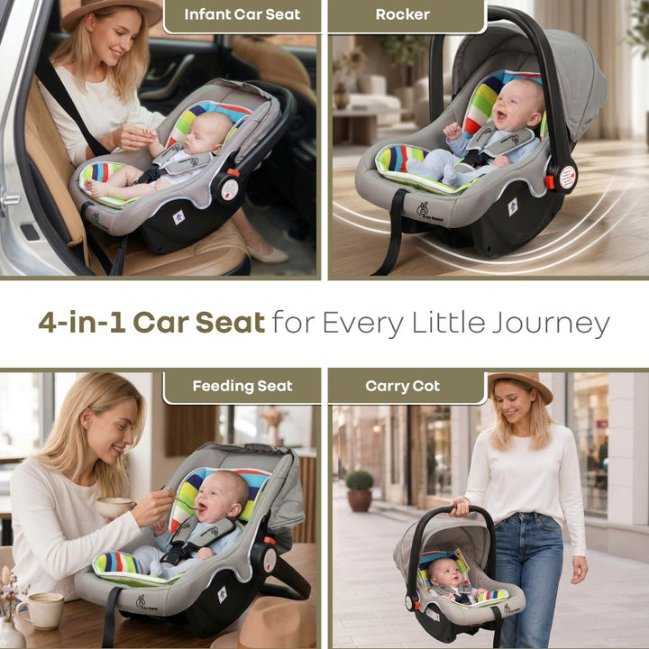 Picaboo 4 In 1 Multipurpose Baby Carry Cot With Personalized Name Tag - Rainbow