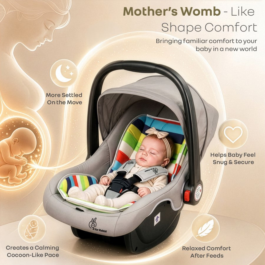 Picaboo 4 In 1 Multipurpose Baby Carry Cot Cum Car Seat With Safety Belt - Rainbow