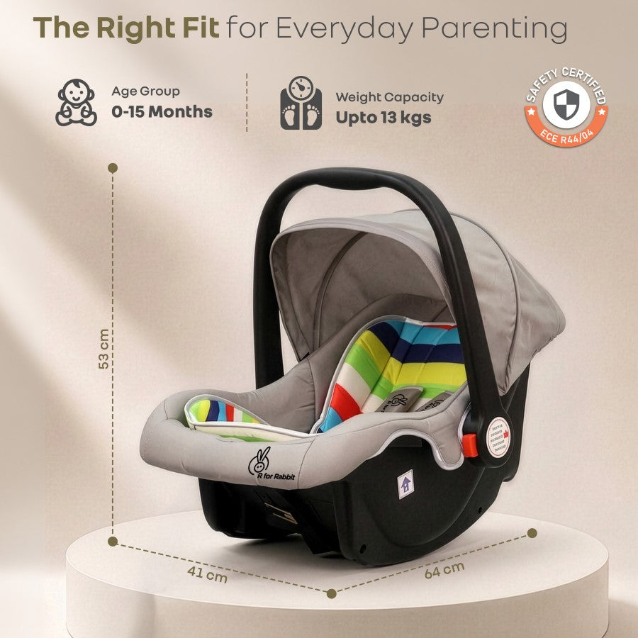 Picaboo 4 In 1 Multipurpose Baby Carry Cot Cum Car Seat With Safety Belt - Rainbow