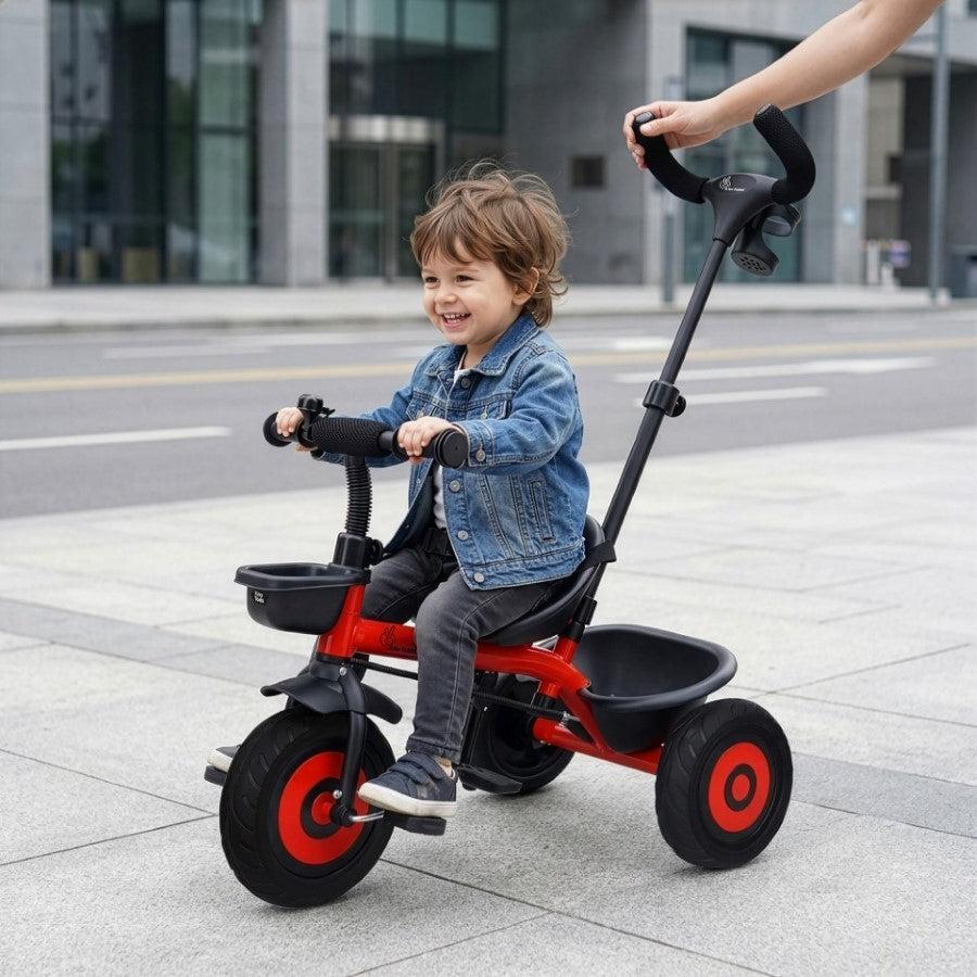 Tiny Toes T20 Plus Tricycle - 2 in 1, Rubber Wheels, Adjustable Parental Control, Cup Holder - Red