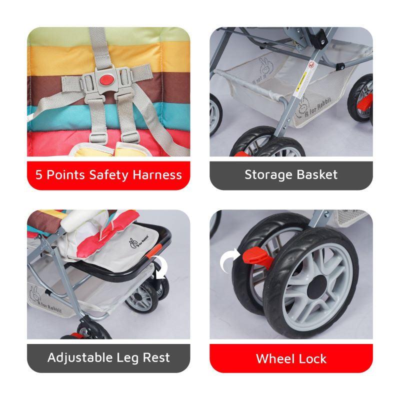 R for Rabbit Lollipop Lite Colorful Baby Stroller- Black Multicolor