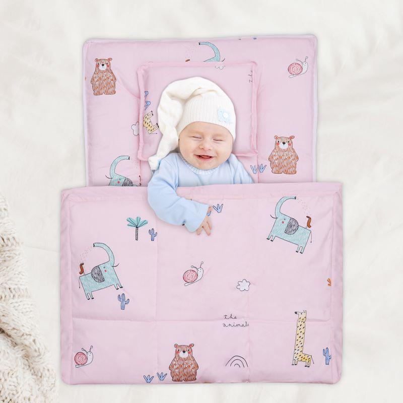 Snuggy Cozy Baby Bedding With Blanket & Pillow And Odour Free - Blush Pink