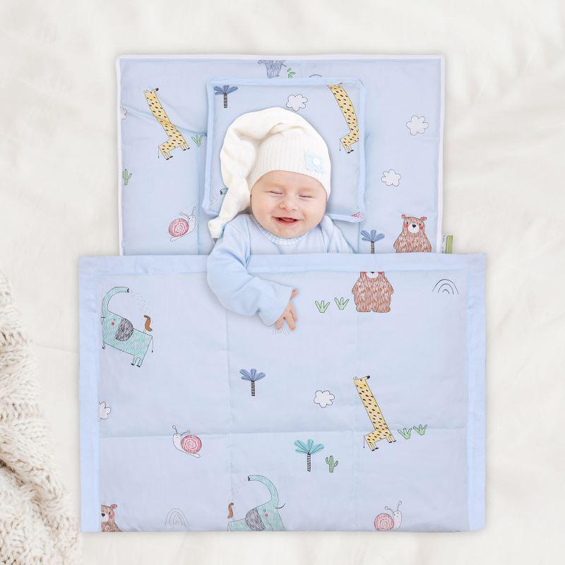 Snuggy Cozy Baby Bedding With Blanket & Pillow And Odour Free - Sky Blue