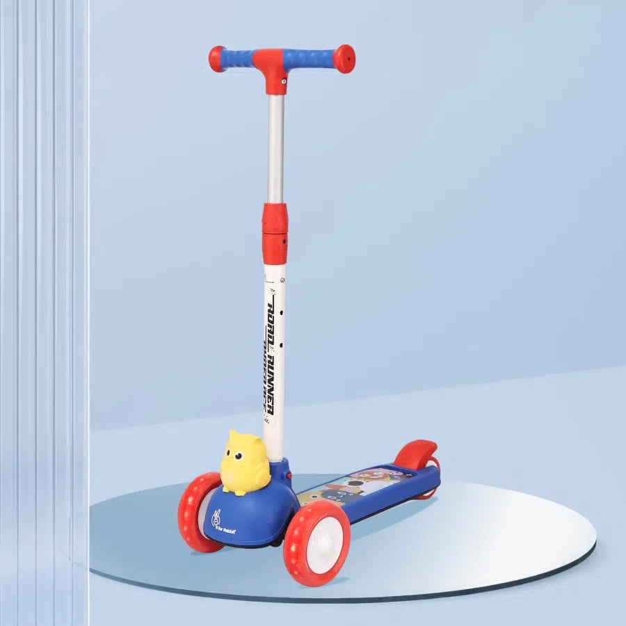 Road Runner Ryder Ace Kids Scooter with PU LED wheels & Multi-Level Height Adjustment - Blue Red