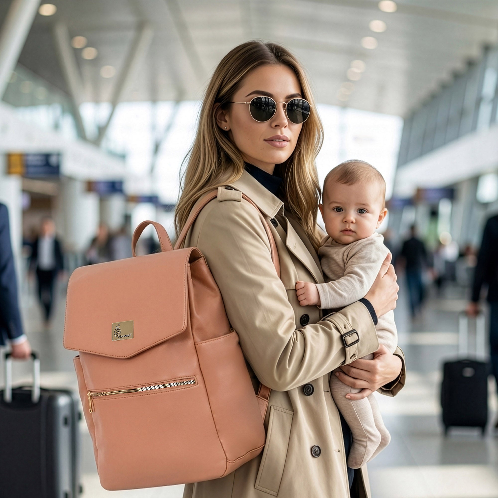 Caramello Bold Arise Diaper Bag, Premium Vegan Leather, 22L Multi-Compartment Laptop Friendly Bag - Sand Brown