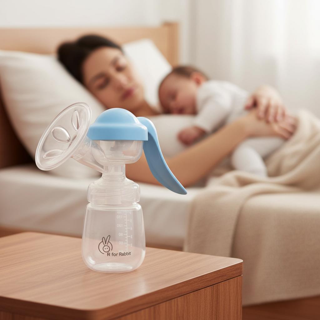 First Feed Cozy Manual Feeding Breast Pump With 2 Suction Level Adjustment - Sky Blue