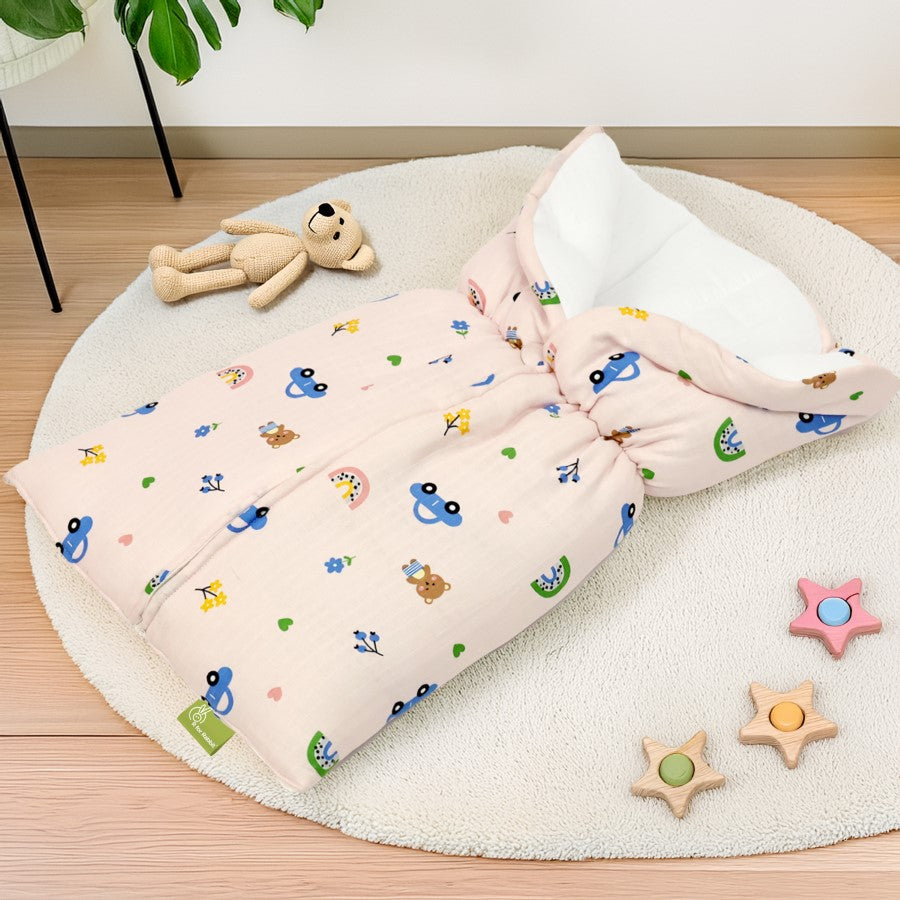 Snuggy Bliss 100% Muslin Cotton Baby Bedding for Newborns (0–6 Months) - Teddy Pink