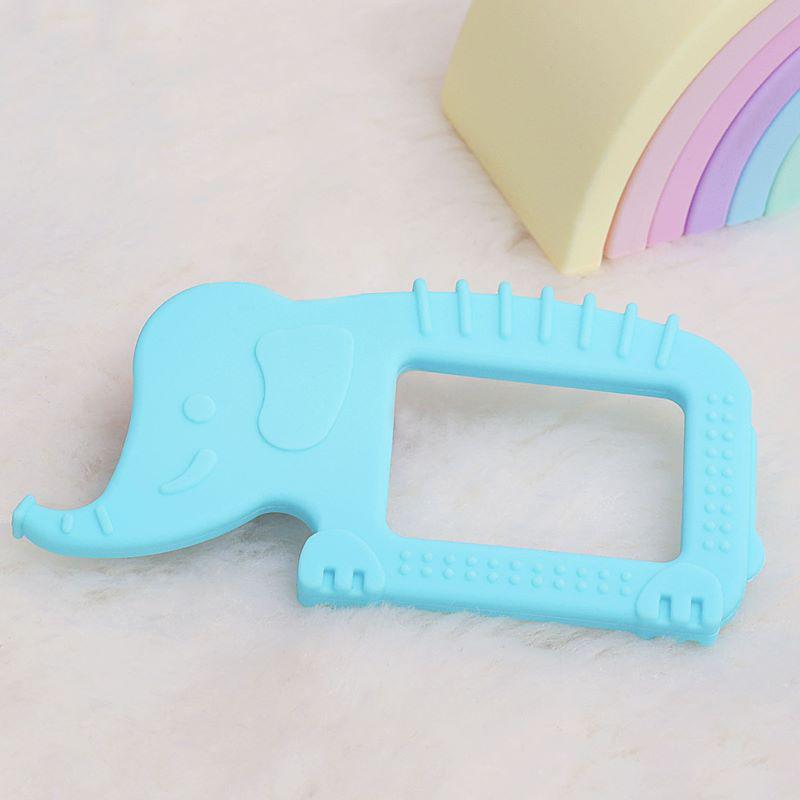 Tiny Bites Safari – Cute Baby Silicone Teether - Elephant Blue
