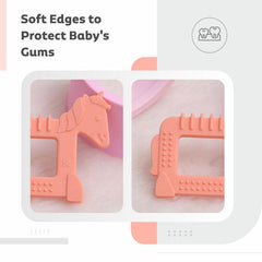 Tiny Bites Safari – Cute Baby Silicone Teether - Horse Orange