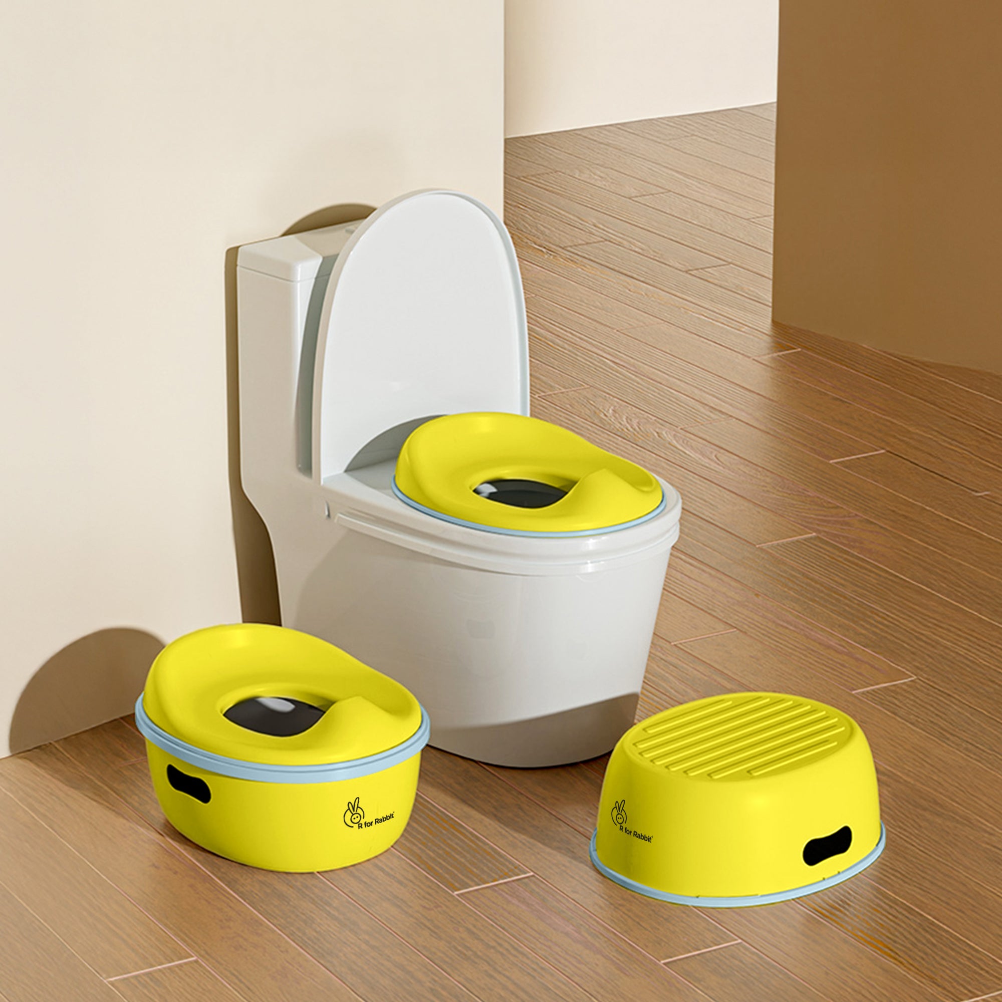 Tiny Tots Mellow 3-In-1 Convertible Potty Training Seat Safe & Ergonomic Chair - Yellow Blue