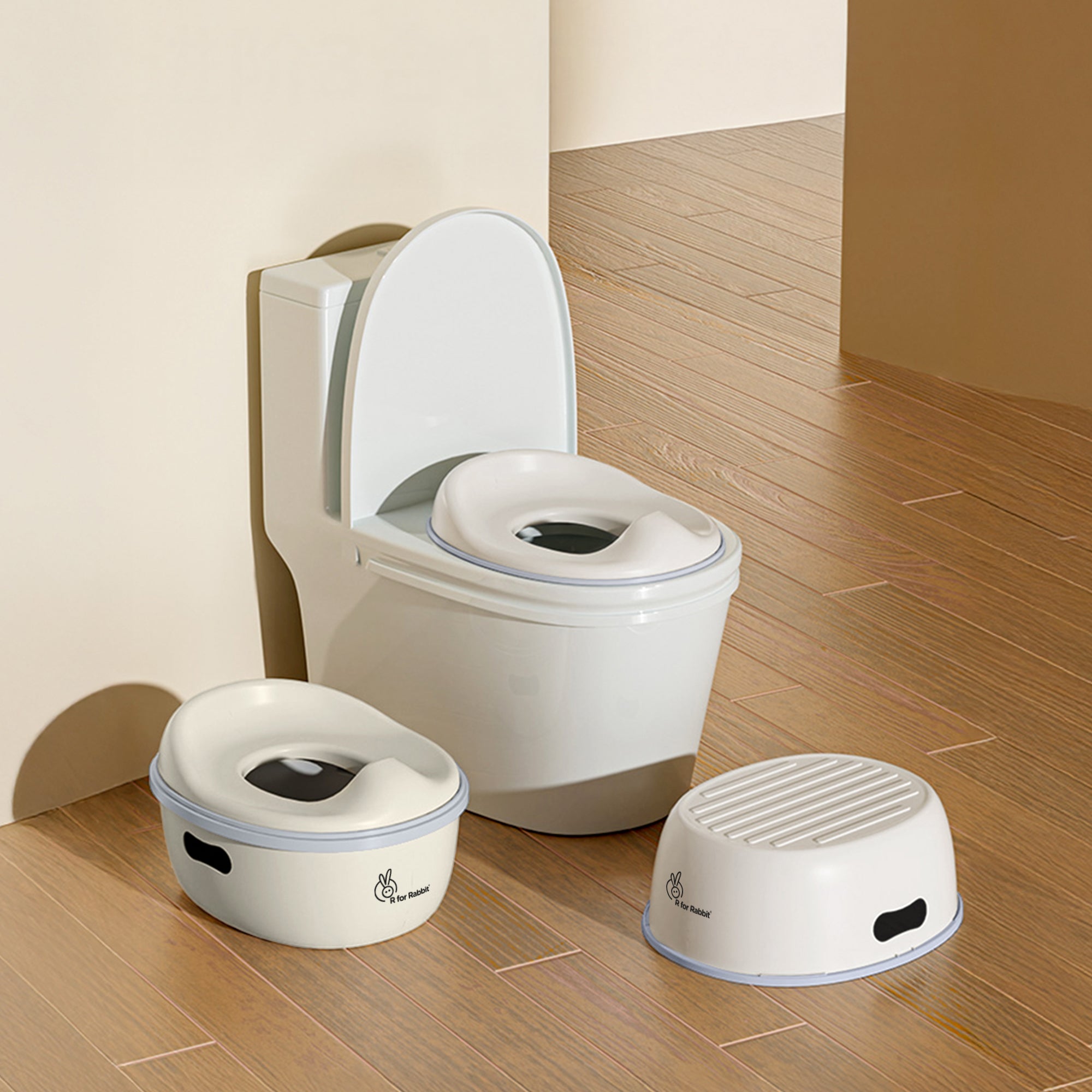 Tiny Tots Mellow 3-In-1 Convertible Potty Training Seat Safe & Ergonomic Chair - White Grey