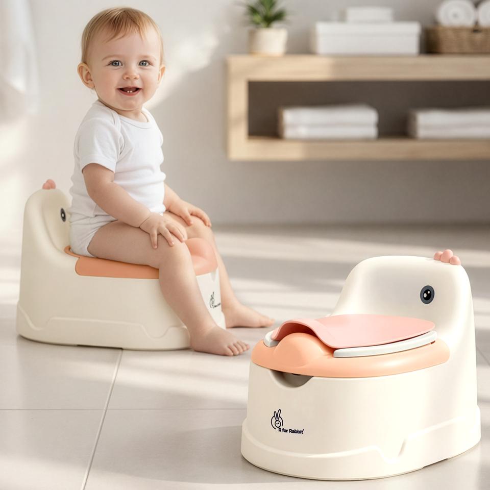 Default Tiny Tots Dino Potty Seat White Pink BPA Free - R for Rabbit