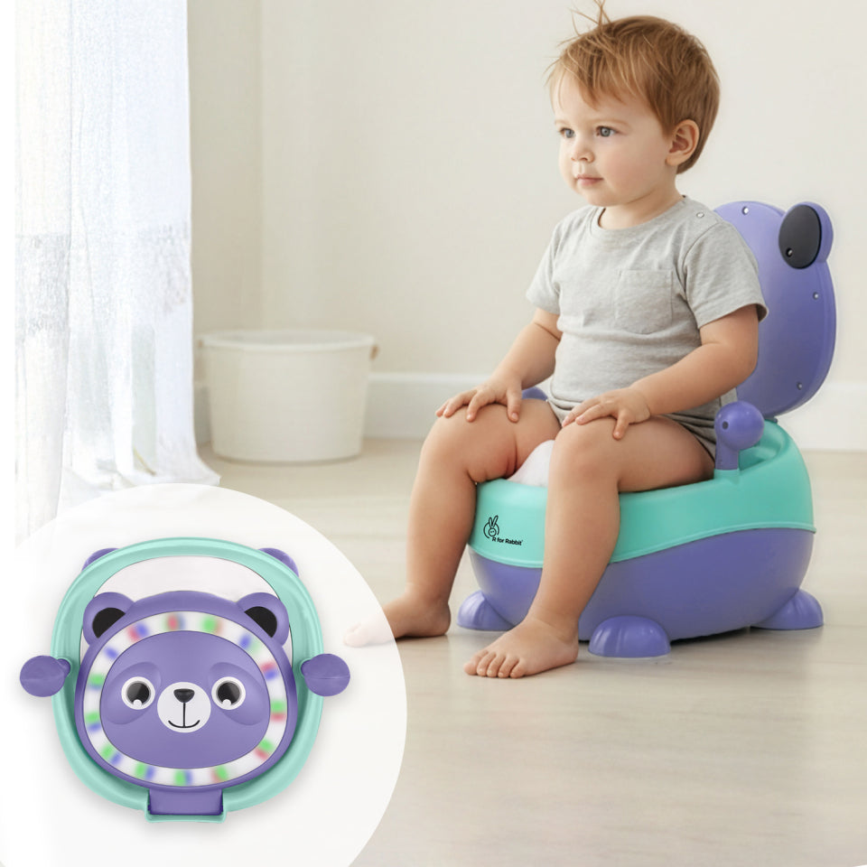 Tiny Tots Panda Potty Training Seat for Baby With Backrest And Grip Handles - Purple Green