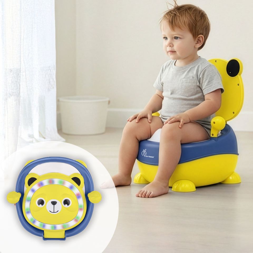 Tiny Tots Panda Potty Training Seat for Baby With Backrest And Grip Handles - Yellow Blue