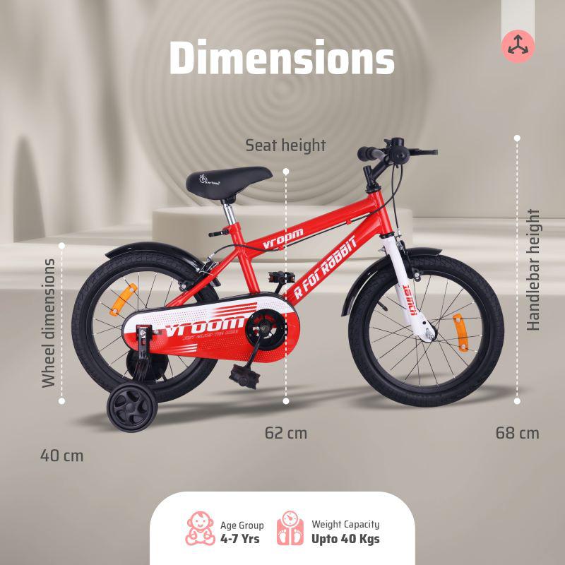Vroom 16T Kids Bicycle with Easy 90% Installation - R For Rabbit