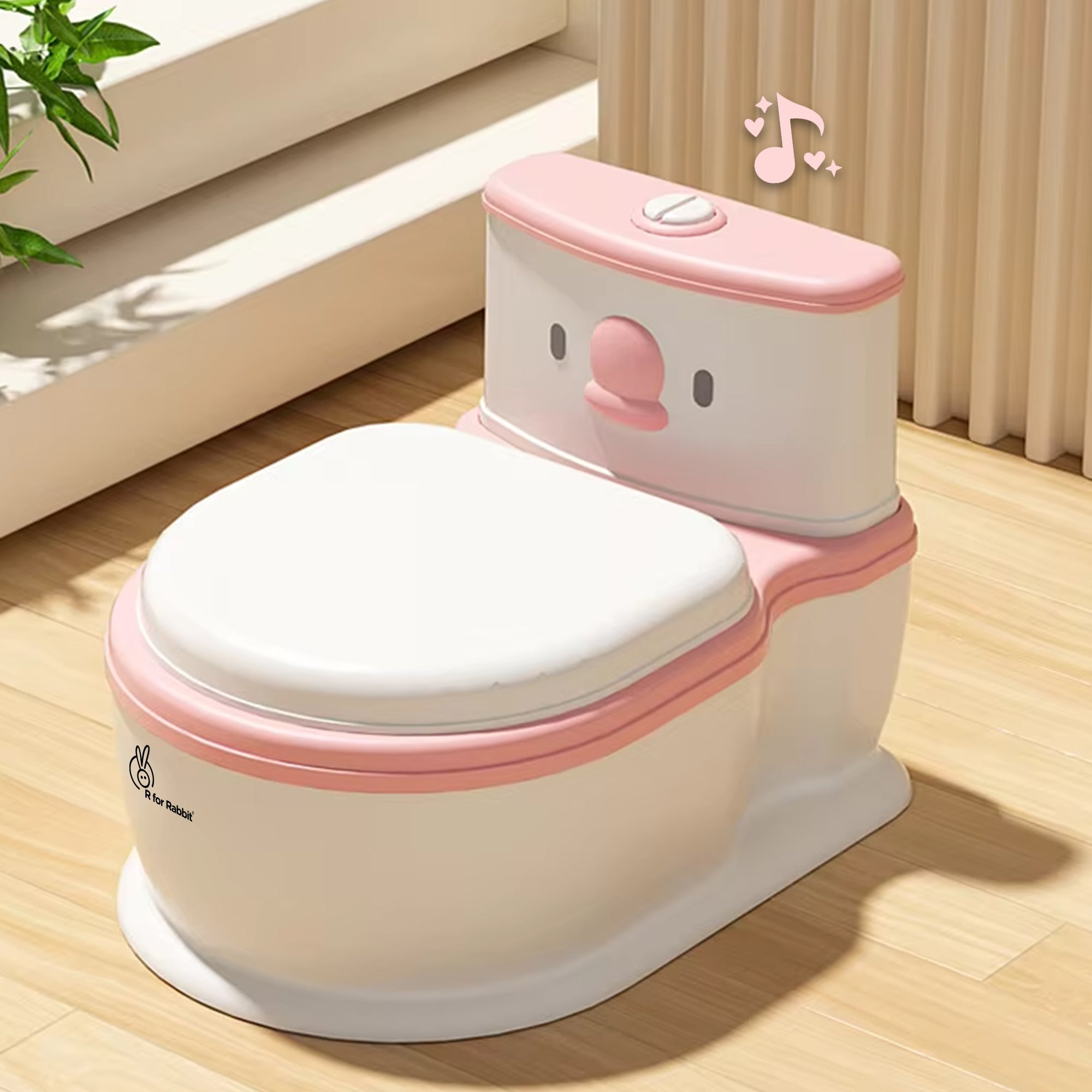 Little Grownup Pixie Potty Training Seat For Kids With Music & Tissue Storage - White Pink