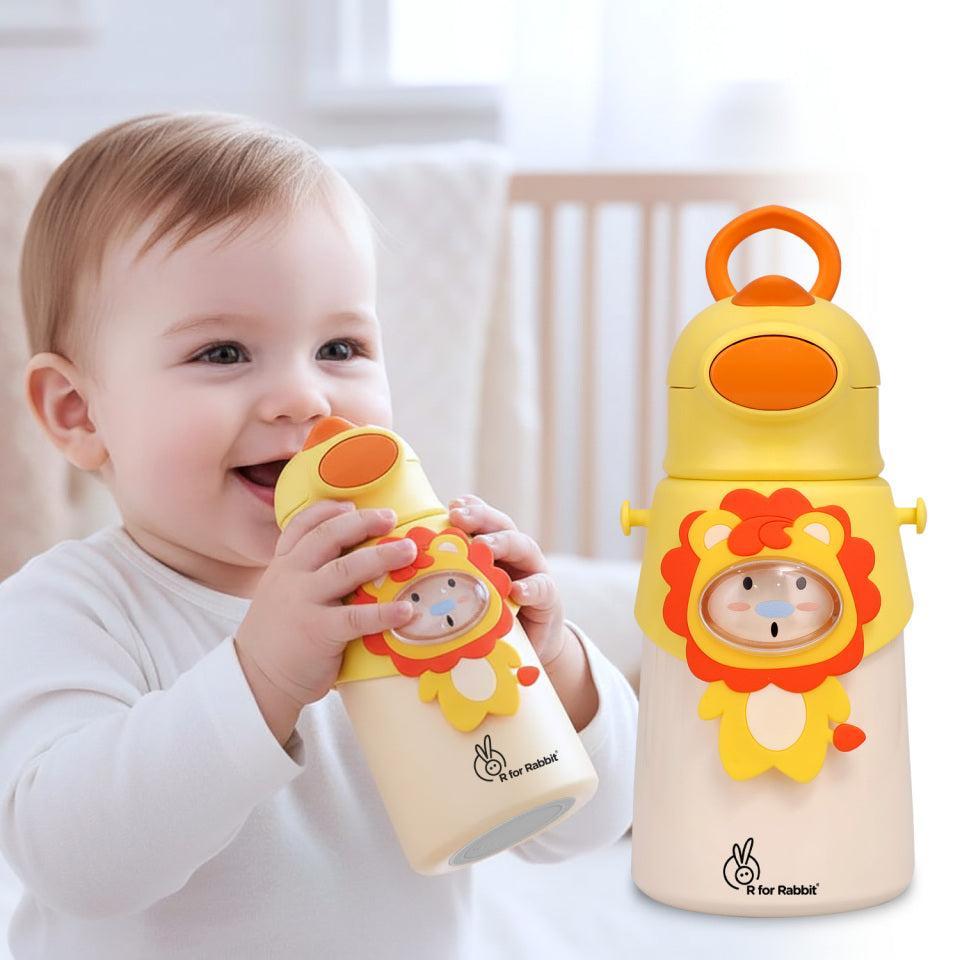 Steebo Zoobie Stainless Steel Sipper Feeding Bottle for Kids 550ml - Yellow Lion