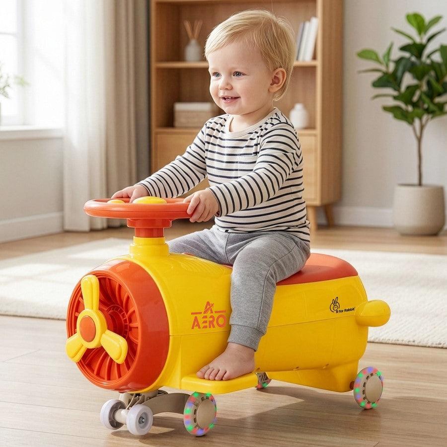 Iya Iya Aero Swing Car for kids 2 in 1 Ride On With ABEC 7 Bearing - Yellow Orange
