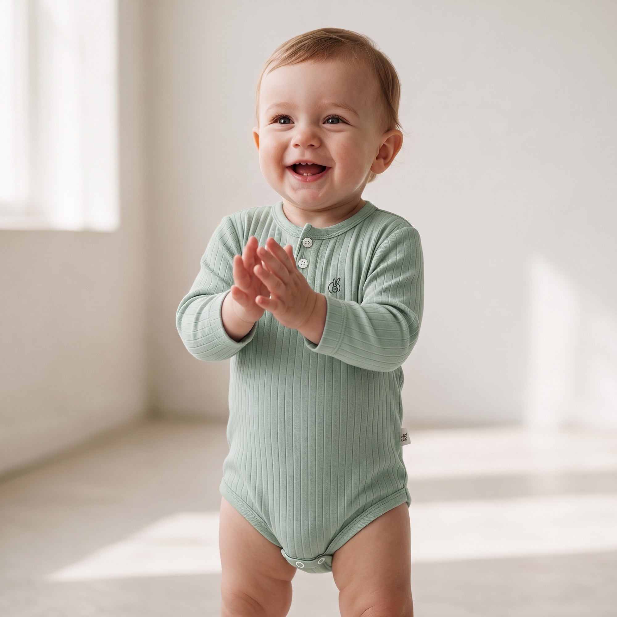 Drop Needle Full Sleeve Onesie Aqua Foam 0-2 Years
