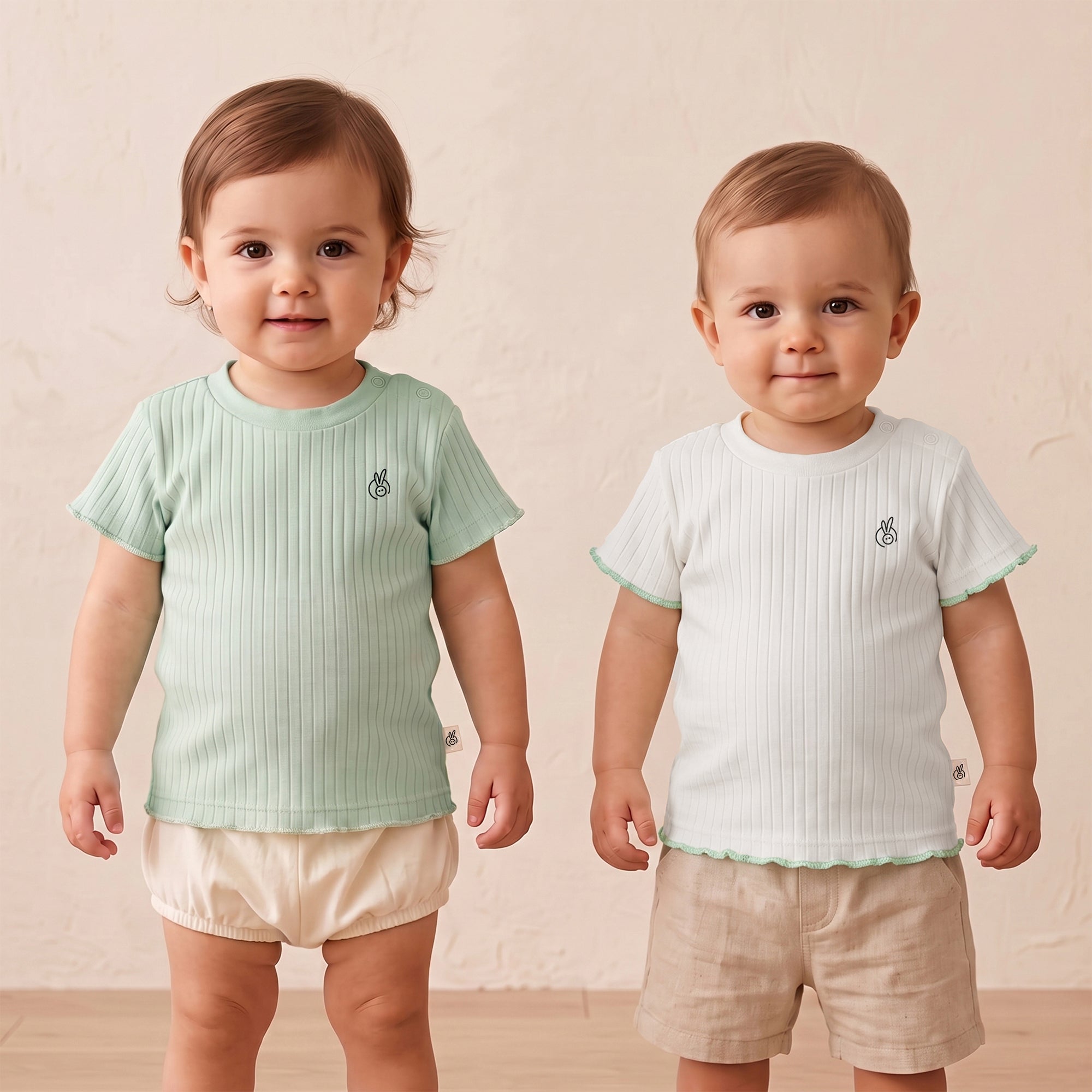 Drop Needle Half Sleeve T-Shirt Aqua Foam & Star White 0-2 Years