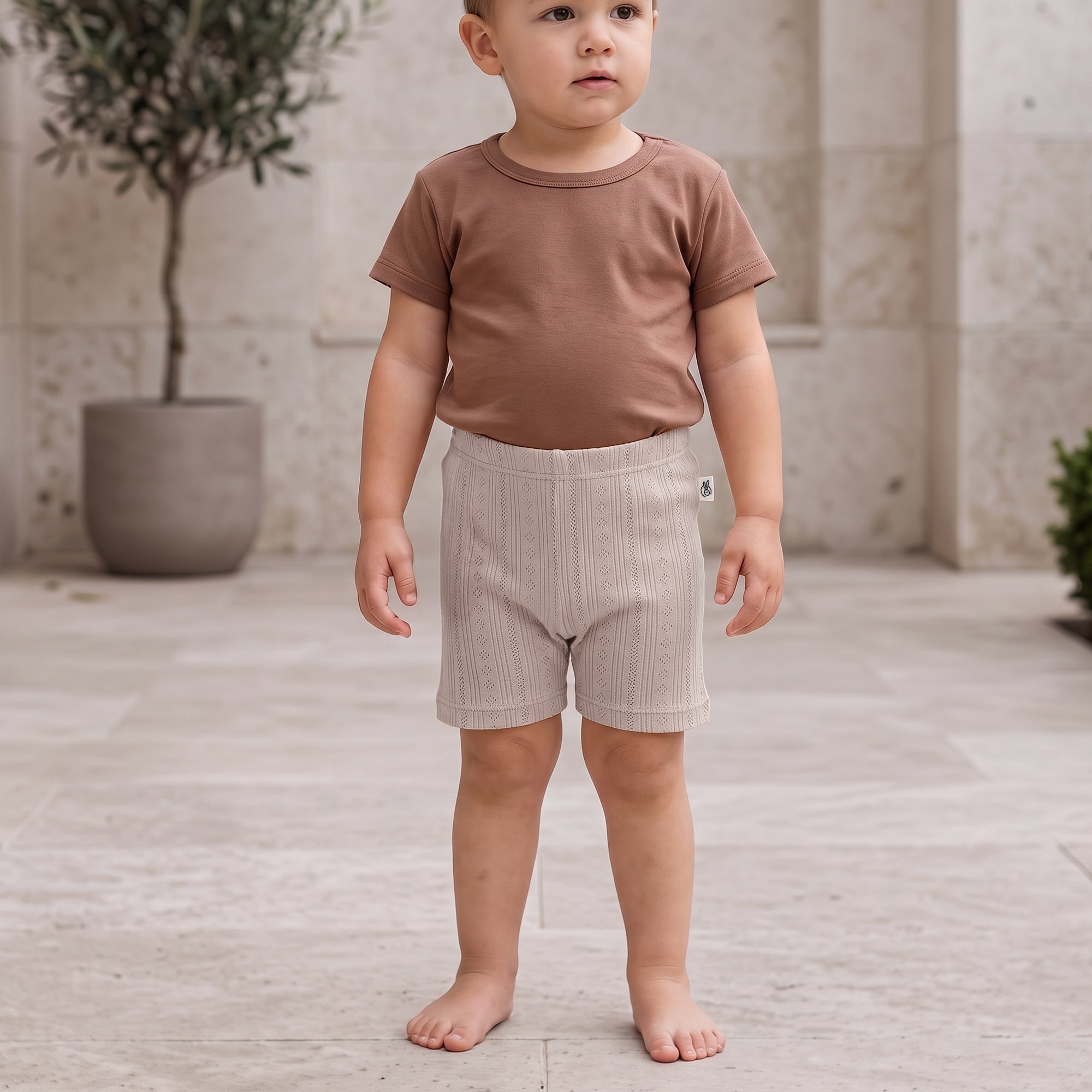 Mushmellow Light Grey Pointelle Cycling Shorts - 2-4 Years