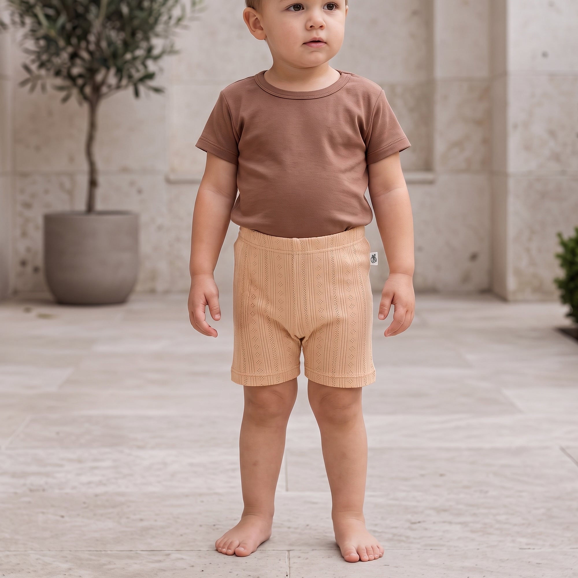 Mushmellow Wood Smoke Pointelle Cycling Shorts - 2-4 Years
