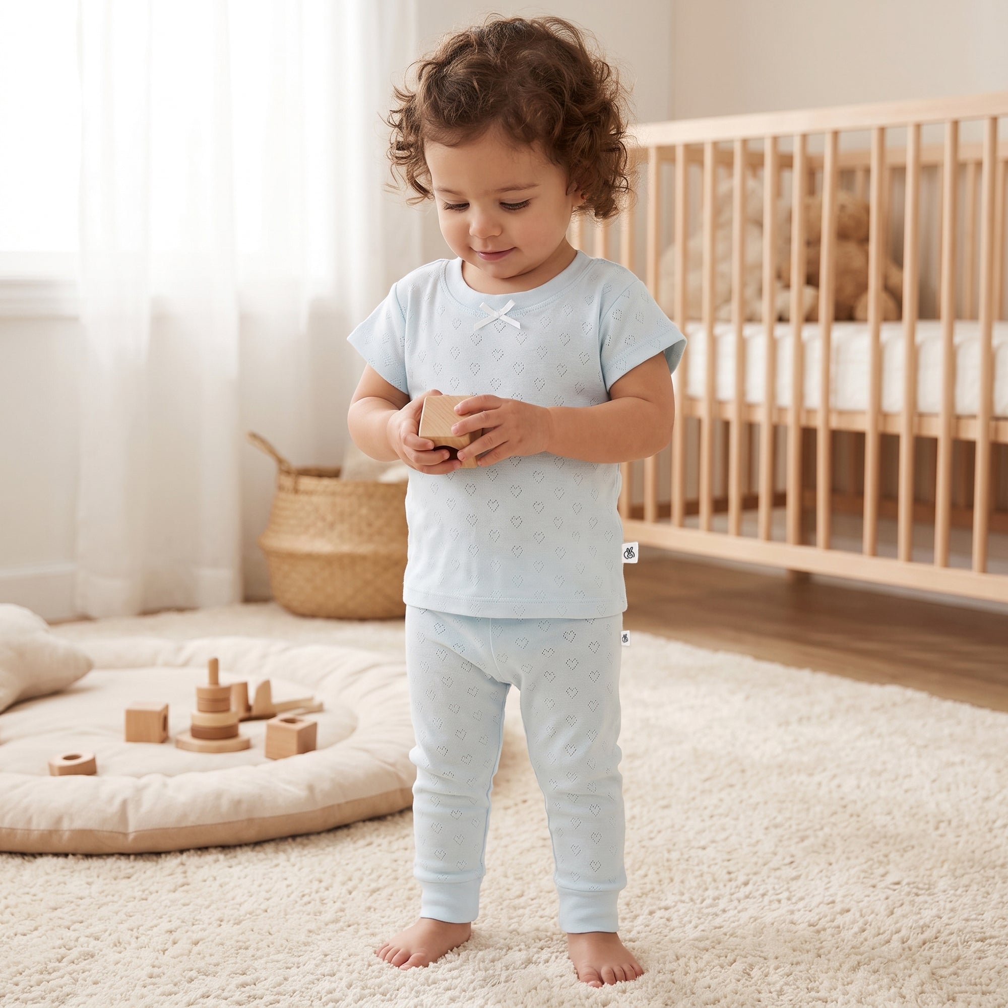 Mushmellow Ice Melt Pointelle T Shirt & Bottom 2-Piece Set - 2-4 Years