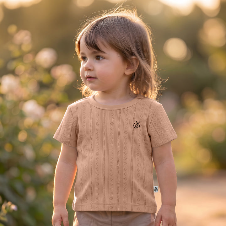 Mushmellow Woodsmoke Pointelle T-Shirt - 2-4 Years