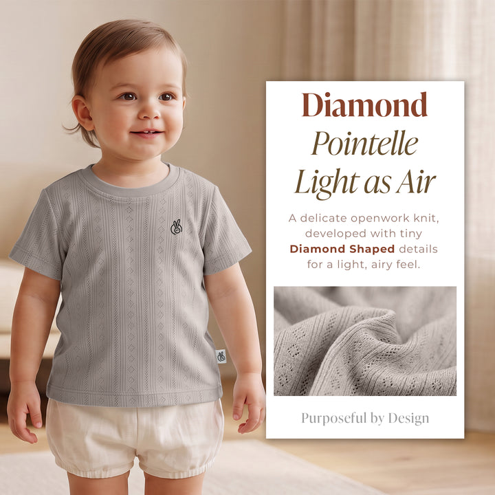 Mushmellow Light Grey Pointelle T-Shirt - 2-4 Years