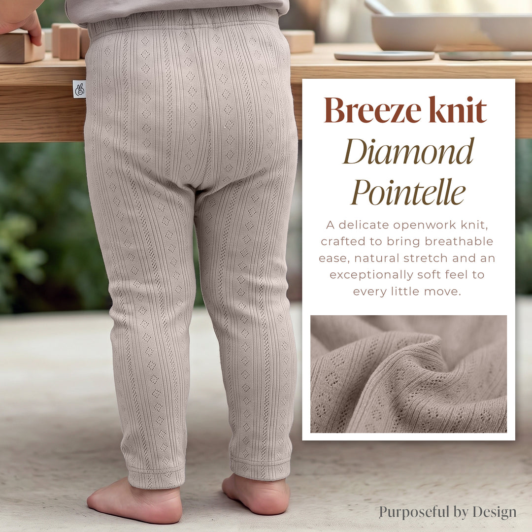 Mushmellow Light Grey Pointelle Legging - 2-4 Years