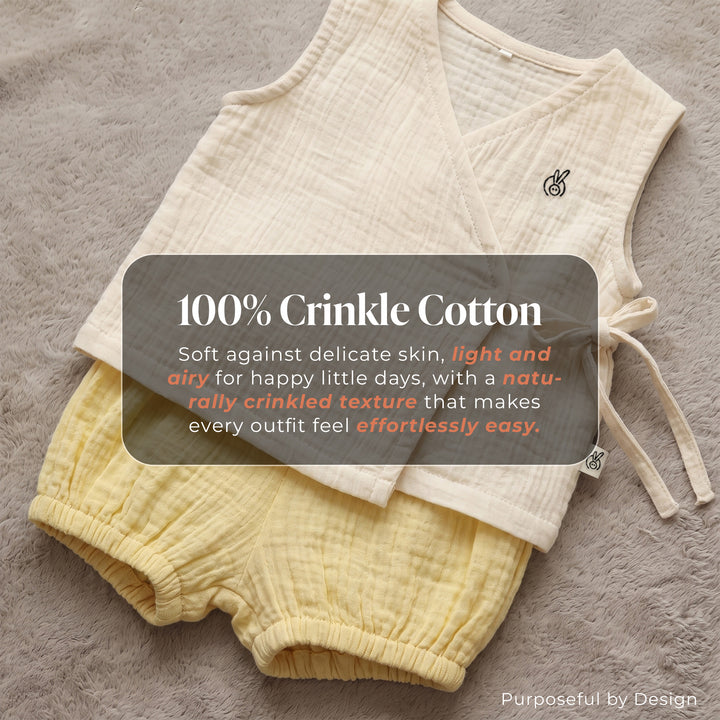 Pastelpops Multicolor Cotton Crinkle Wrap Over Vest & Bloomer 2-Piece Set