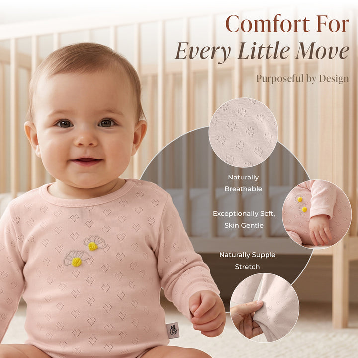Pointelle Mushmellow Peach Dust Onesie Bottom Set