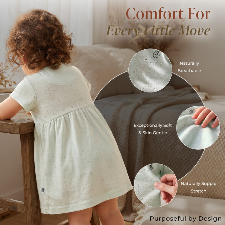 Mushmellow Sage Green Pointelle Frock