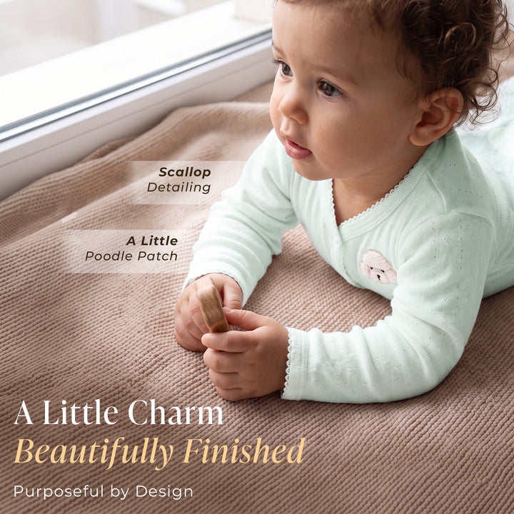 Mushmellow Sage Green Pointelle Front Open Sleepsuit