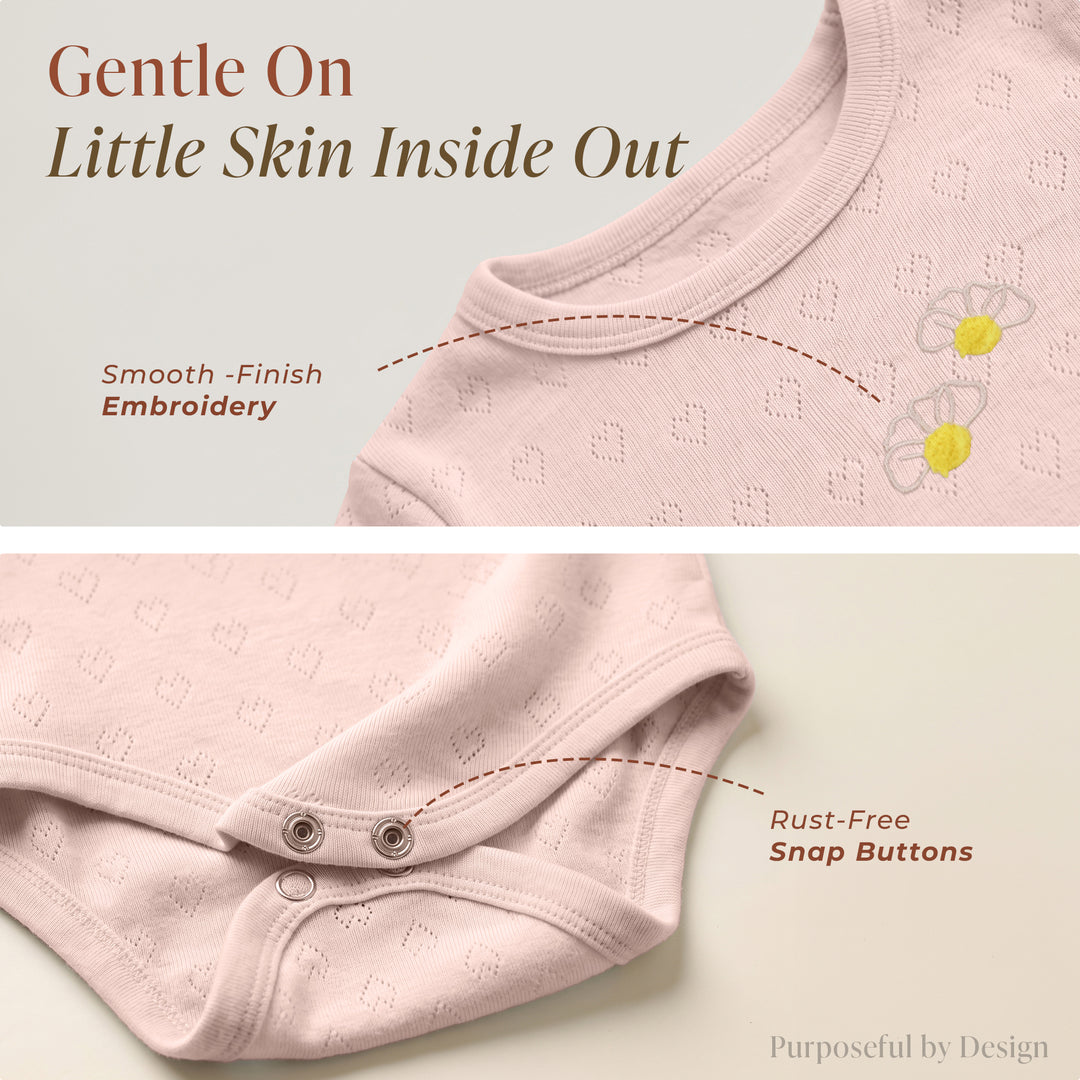 Mushmellow Peach Dust Pointelle Onesie Bottom 2-Piece Set