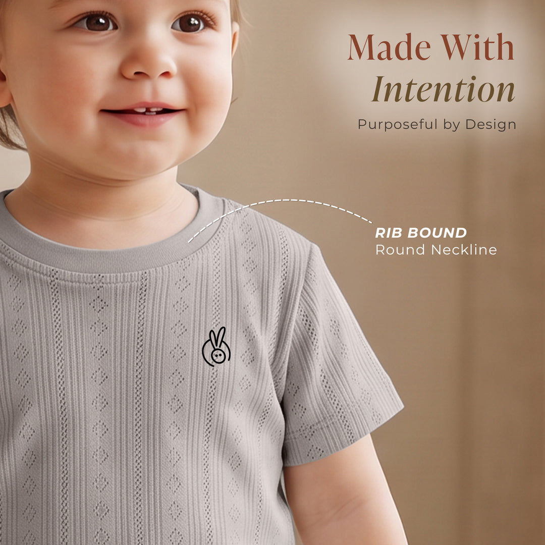 Mushmellow Light Grey Pointelle T-Shirt - 2-4 Years