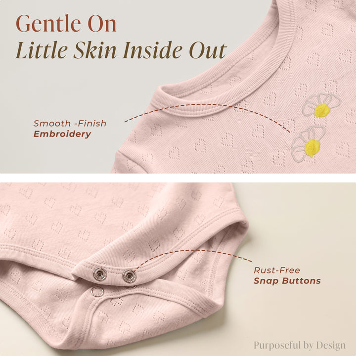 Pointelle Mushmellow Peach Dust Onesie Bottom Set