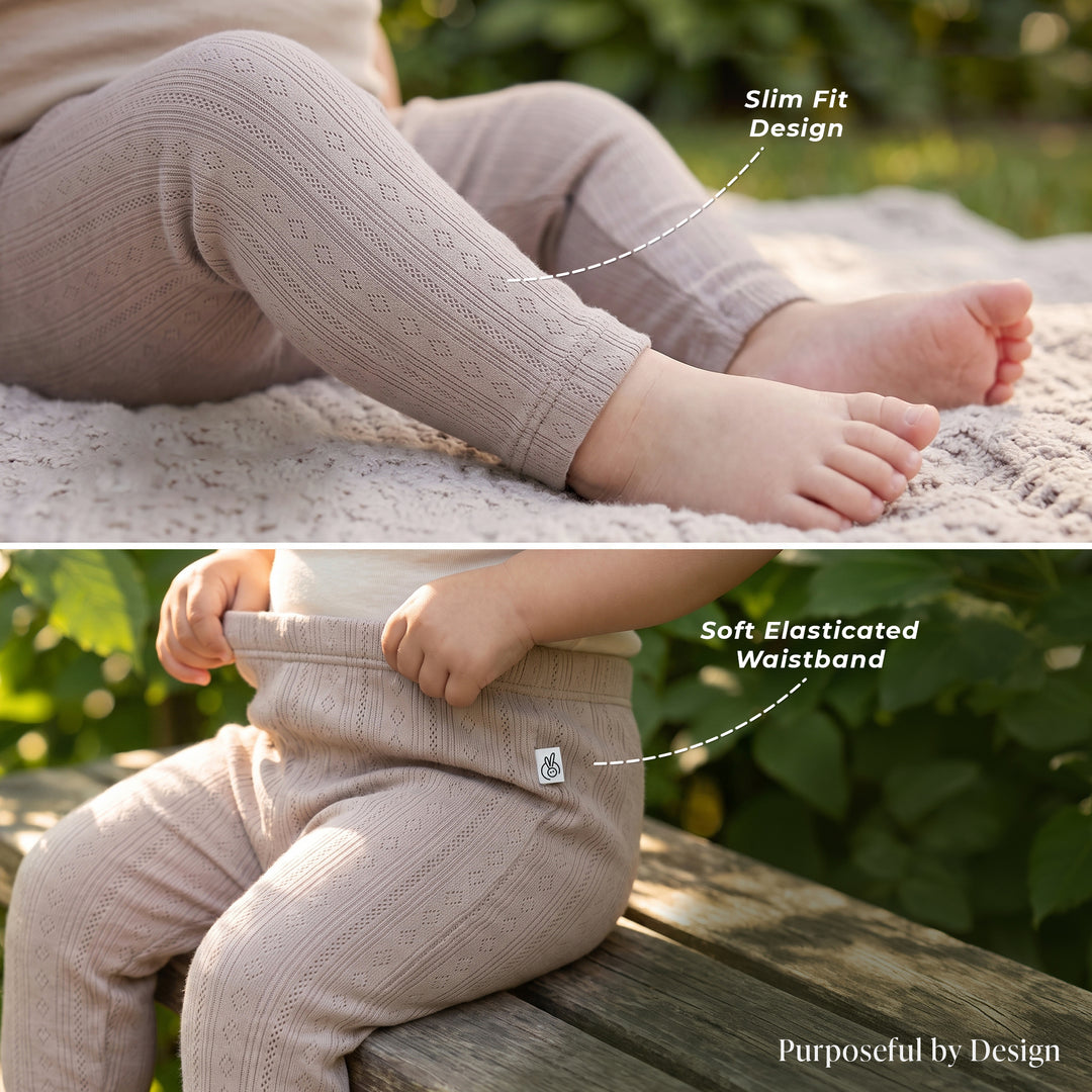 Mushmellow Light Grey Pointelle Legging - 2-4 Years