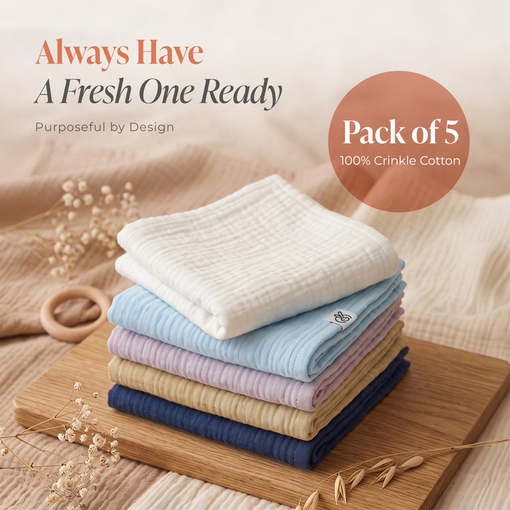 Pastelpops Multicolor Cotton Crinkle Wash Cloth Free Size (Design B)