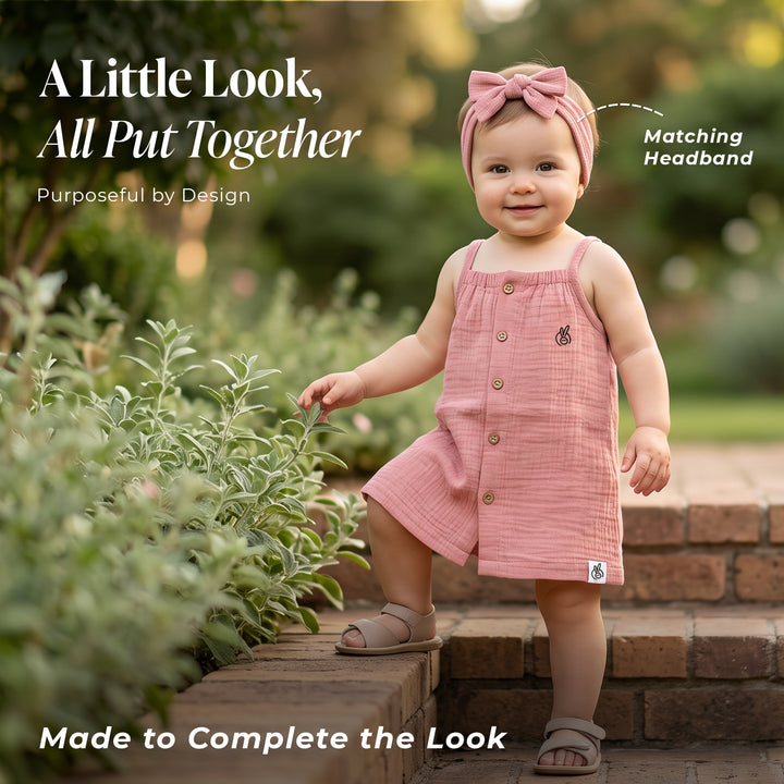 Pastelpops Dusty Rose Cotton Crinkle Aline Dress With Front Opening
