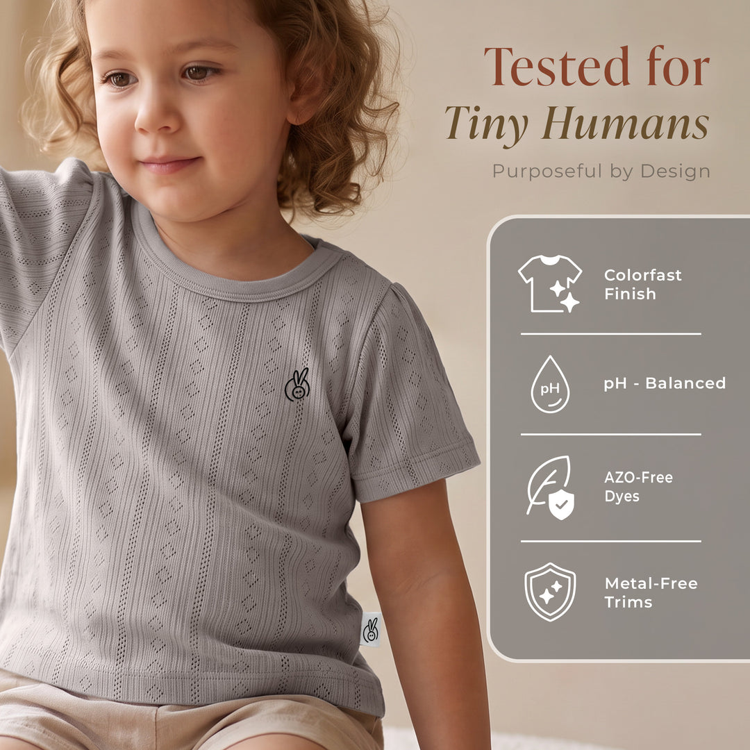 Mushmellow Light Grey Pointelle T-Shirt - 2-4 Years