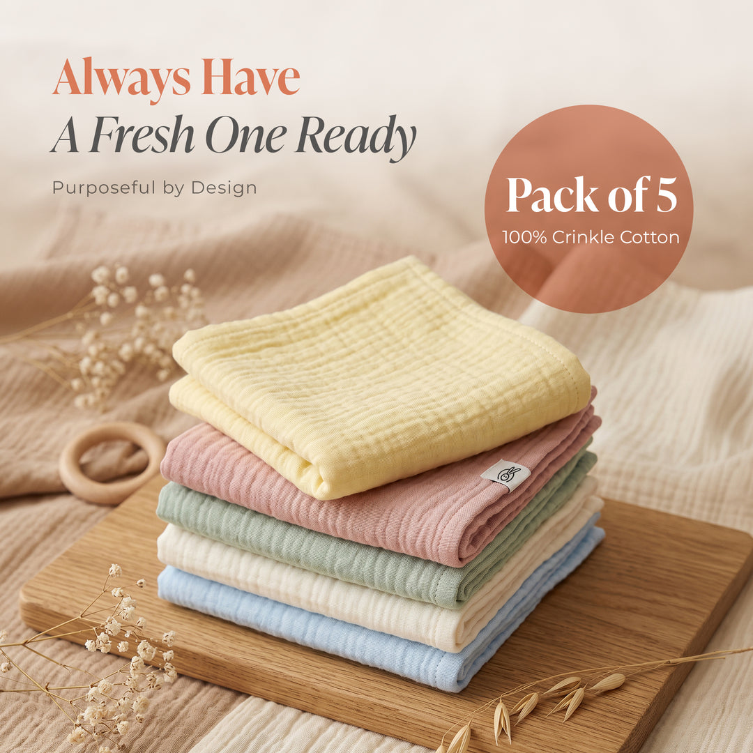 Pastelpops Multicolor Cotton Crinkle Wash Cloth Free Size (Design A)